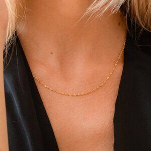 Waterproof Gold Chain Necklace – Sparkle Twist Everyday Layering Jewelry